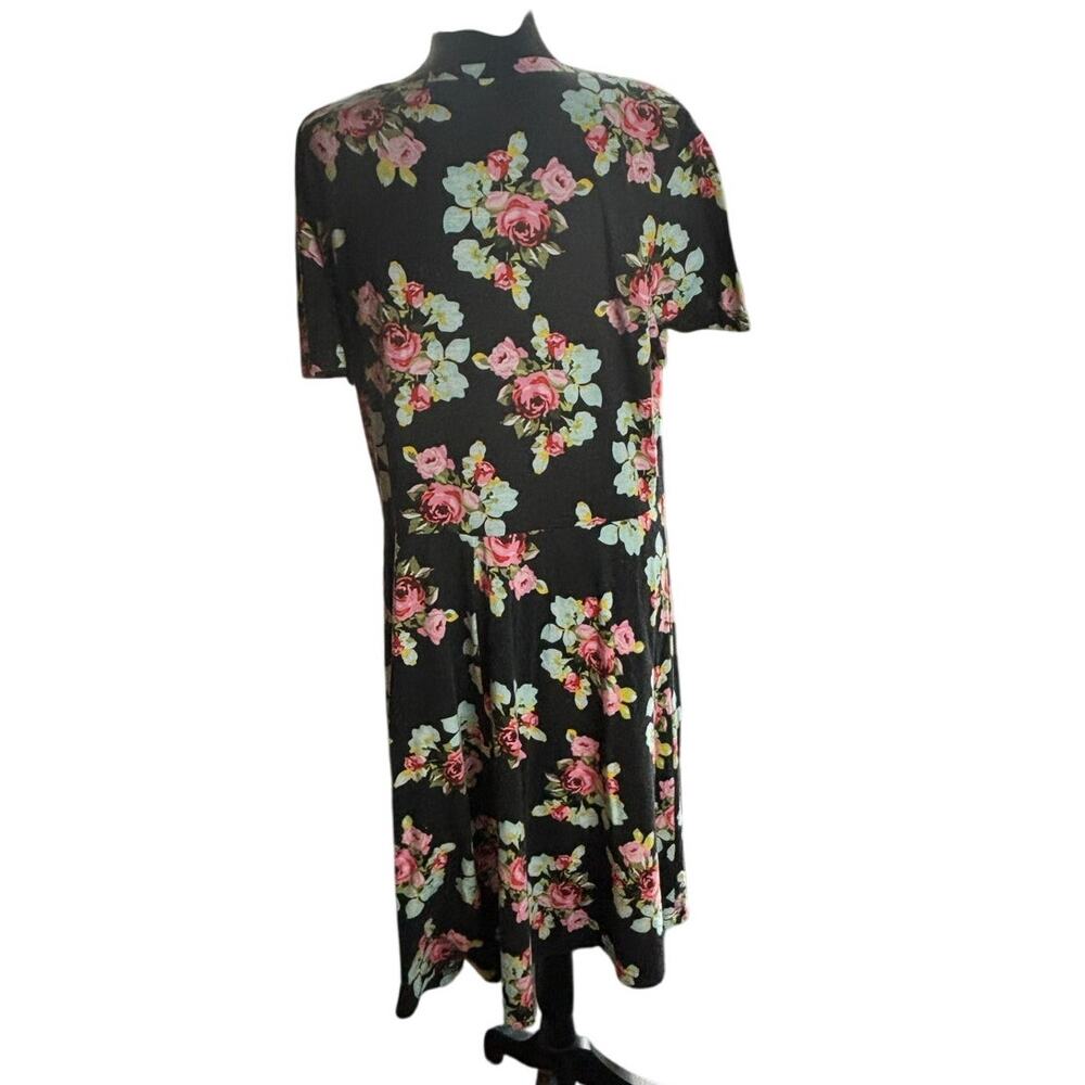 Huhot XXL Short Sleeve A-Line Round neck Stretchy Dress